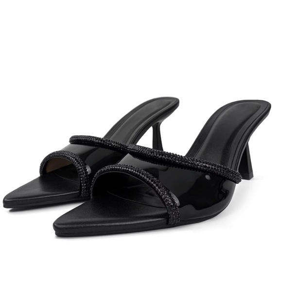 Zara Vinyl Rhinestone Heels - Picture 2 of 7